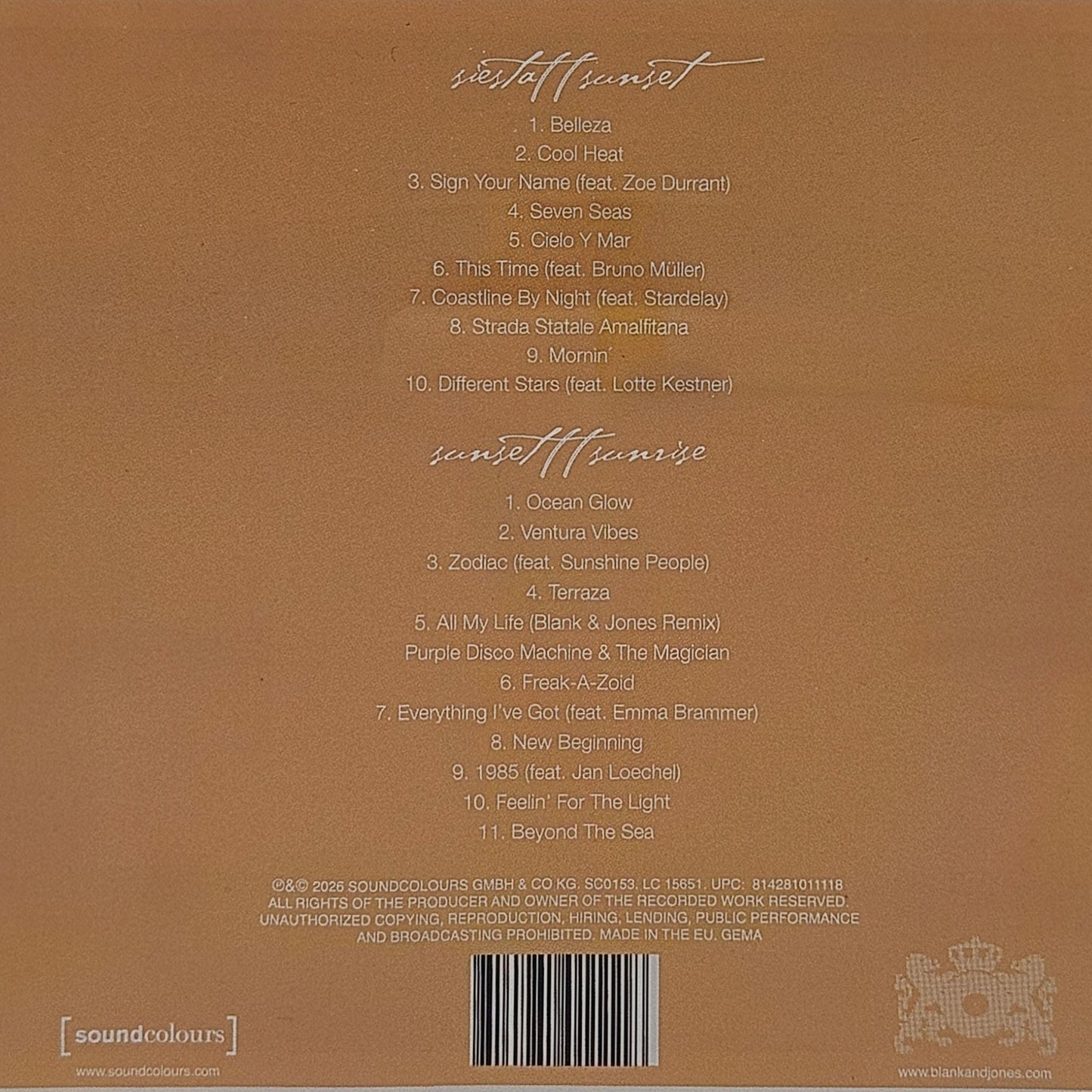 CD Album Blank & Jones Relax Edition Sixteen handsigniert Limited Edition Germany 2026 Hinteransicht