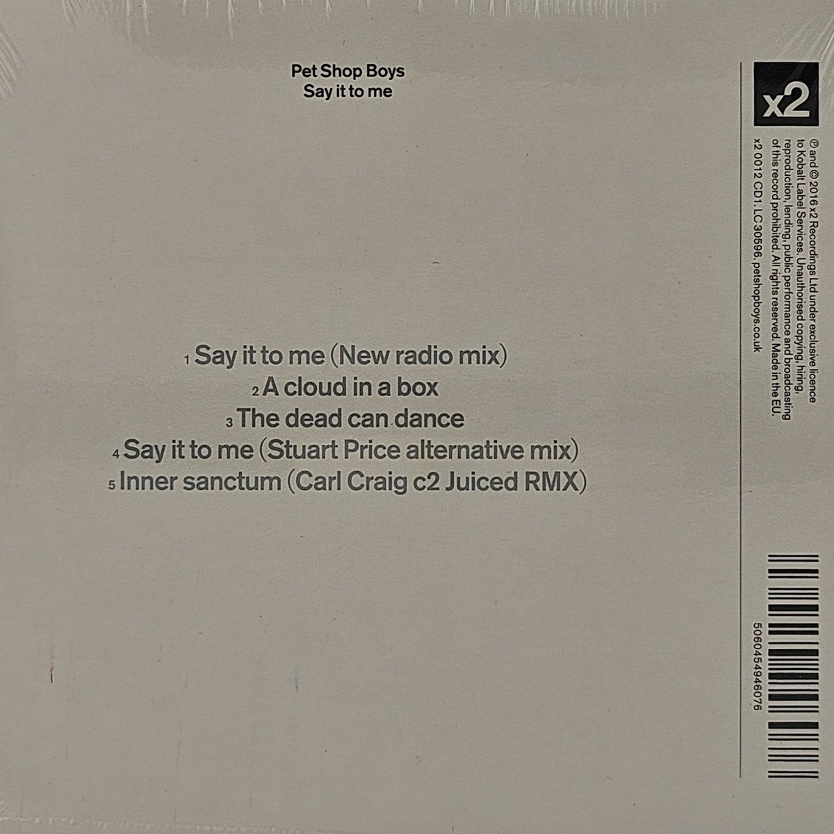 CD Single Pet Shop Boys Say It To Me EU 2016 Hinteransicht