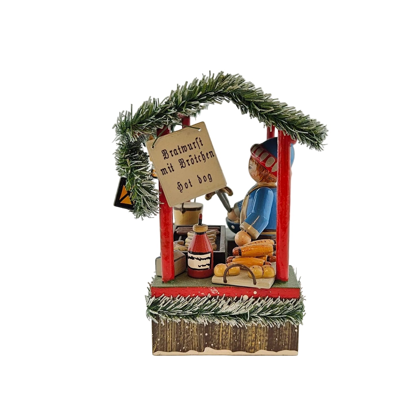 Käthe Wohlfahrt Bratwurststand mit Händlerfigur Weihnachtsmarkt, Linke Seitenansicht