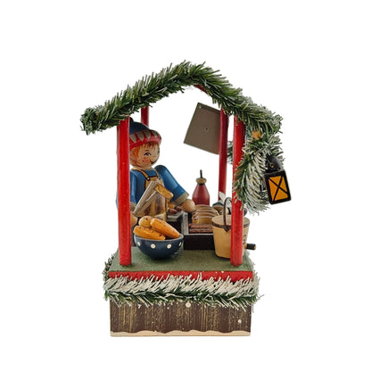 Käthe Wohlfahrt Bratwurststand mit Händlerfigur Weihnachtsmarkt, Rechte Seitenansicht