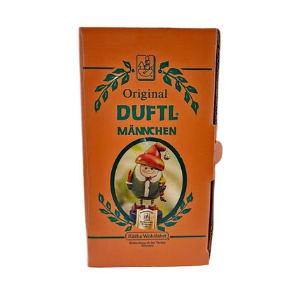Käthe Wohlfahrt Duftl Wichtel 105-501 Räuchermännchen, zugehörige Box, vorne mit Duftl Abbildung