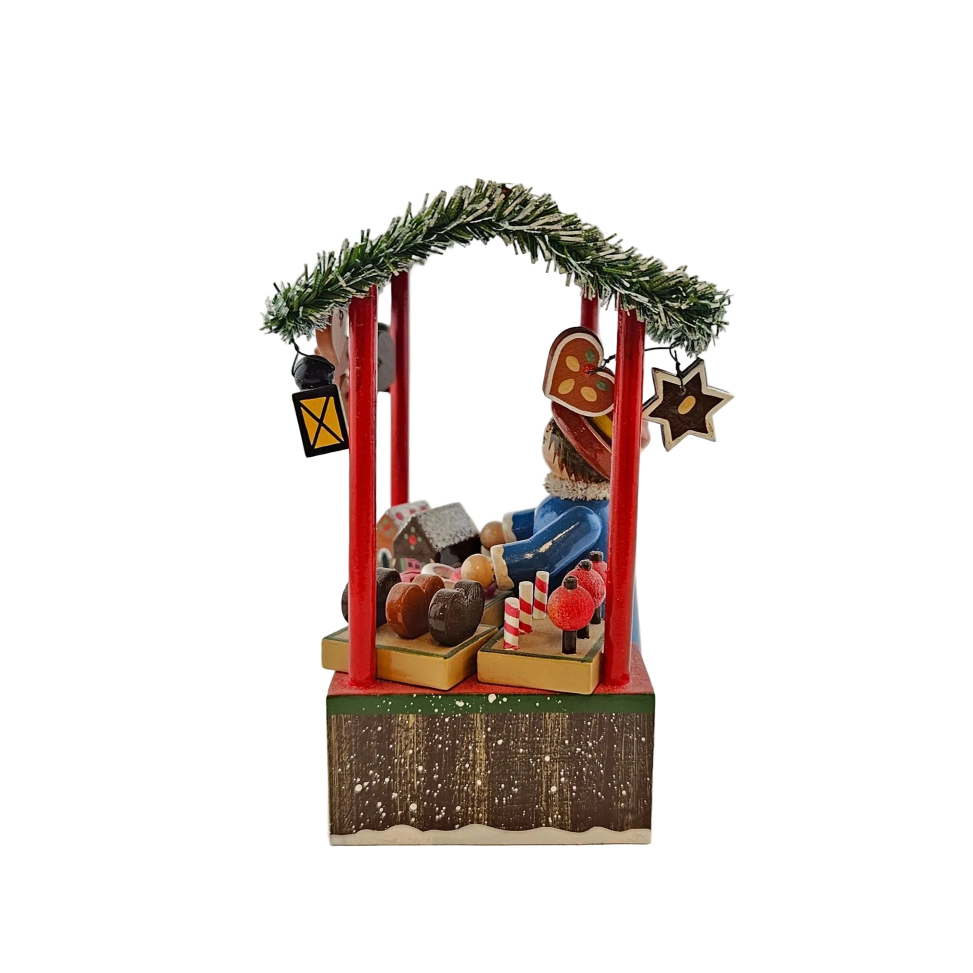 Käthe Wohlfahrt Lebkuchenstand mit Händlerfigur Weihnachtsmarkt, Linke Seitenansicht