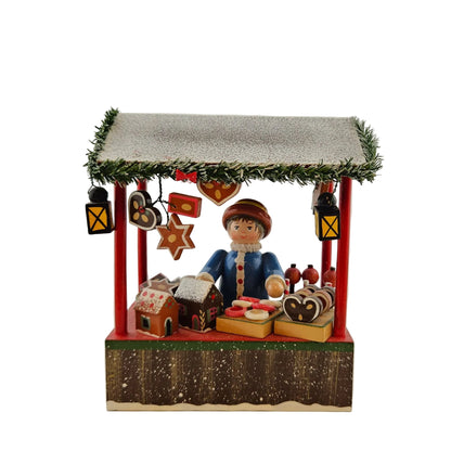 Käthe Wohlfahrt Lebkuchenstand mit Händlerfigur Weihnachtsmarkt, Ansicht von vorne
