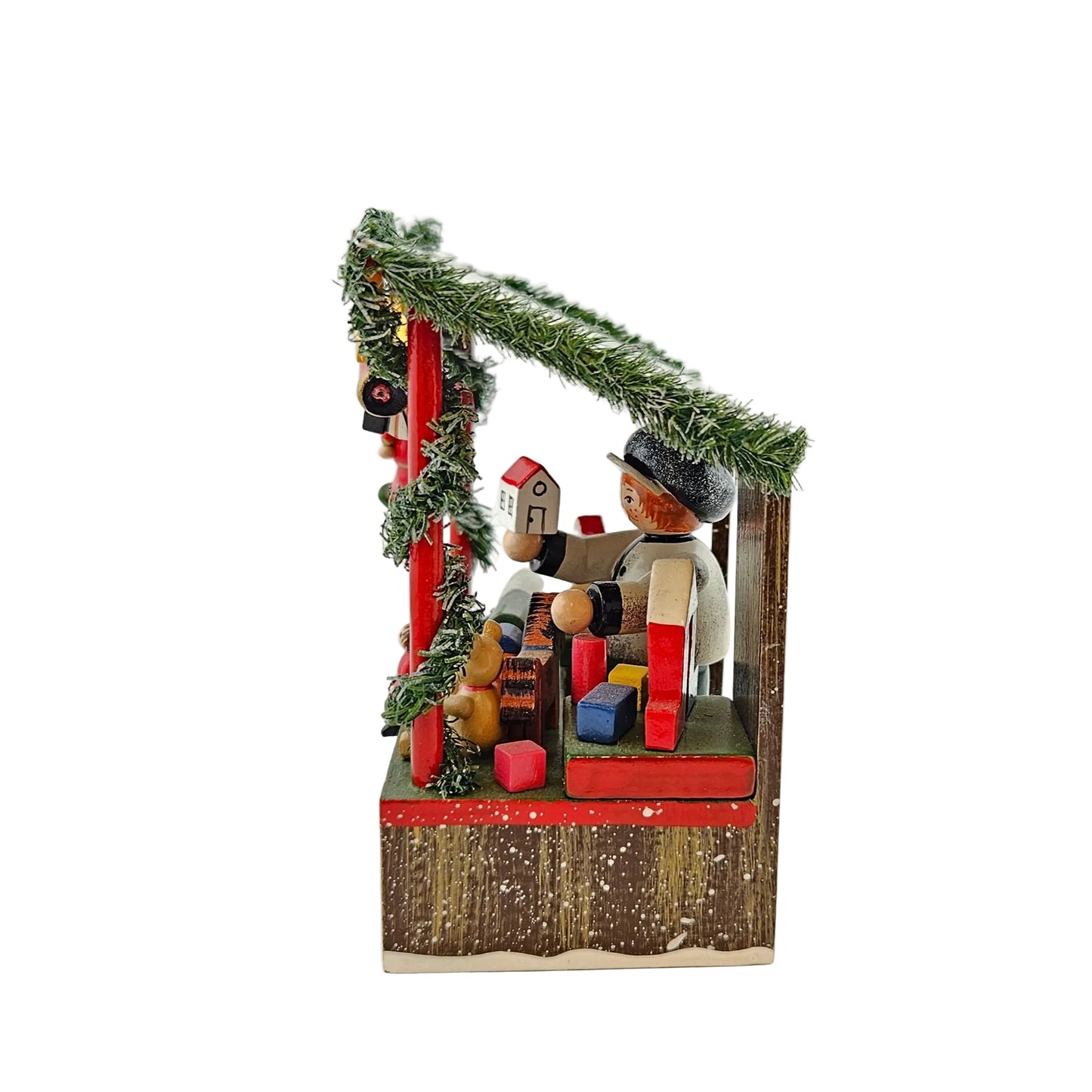 Käthe Wohlfahrt Spielwarenstand mit Händlerfigur Weihnachtsmarkt, Linke Seitenansicht