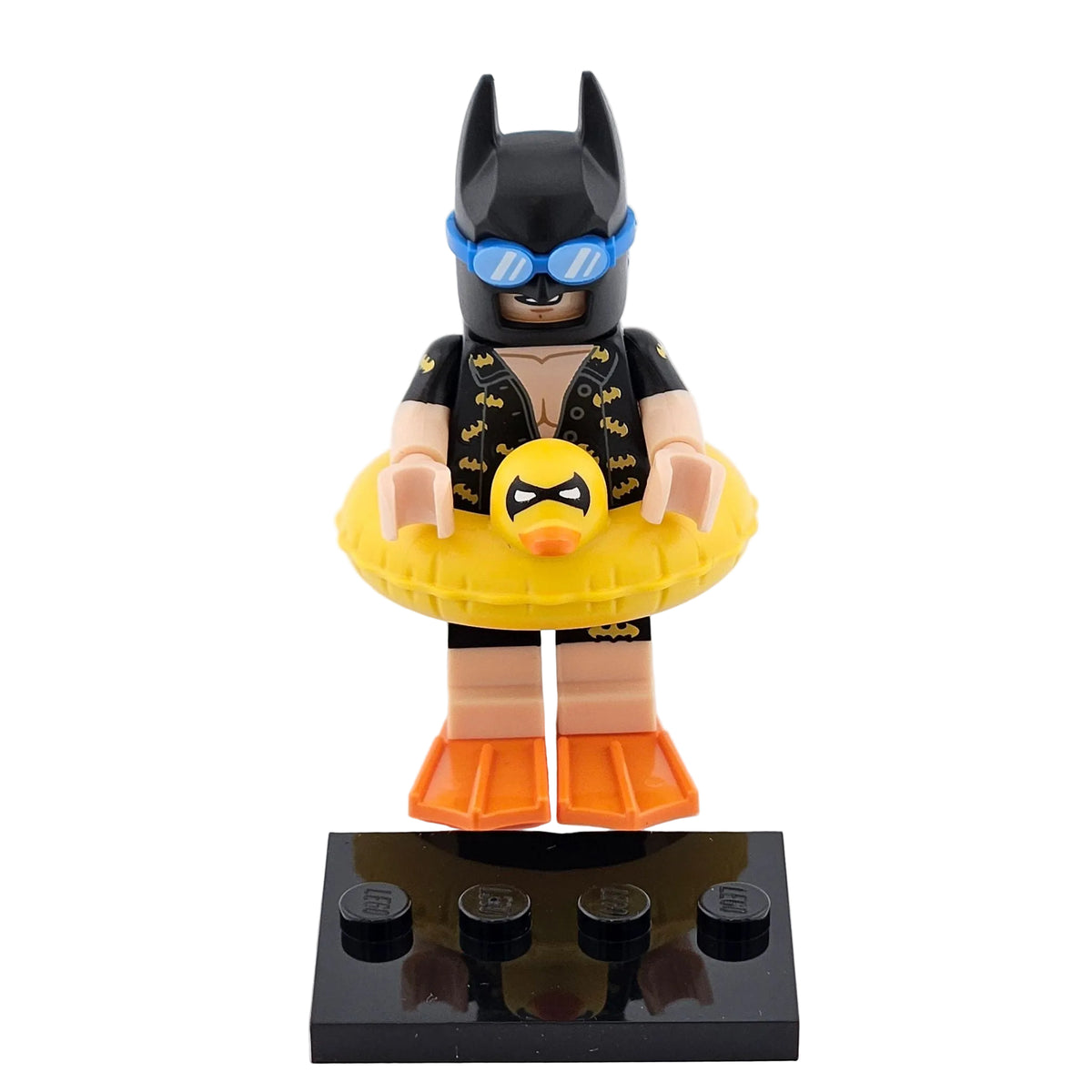 LEGO Minifigures 71017 The Batman Movie Minifigur Vacation Batman vorne mit Standplatte
