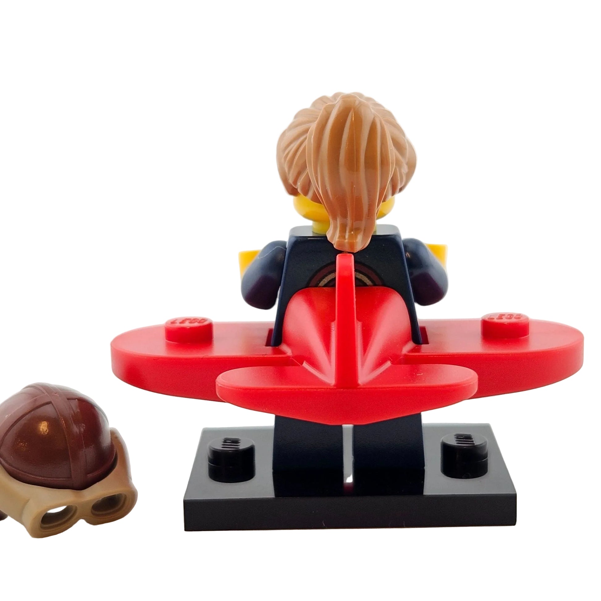 LEGO Minifigures 71029 Series 21 Minifigur Airplanegirl Mädchen mit Flugzeug und Frisur Hinteransicht