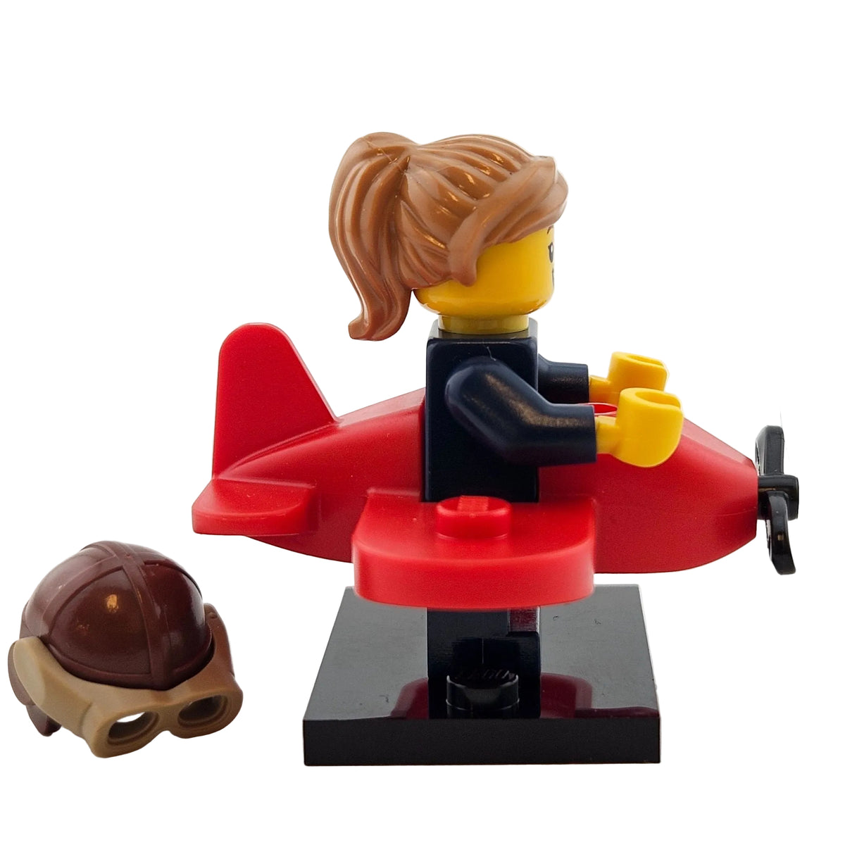 LEGO Minifigures 71029 Series 21 Minifigur Airplanegirl Mädchen mit Flugzeug und Frisur Seitenansicht rechts