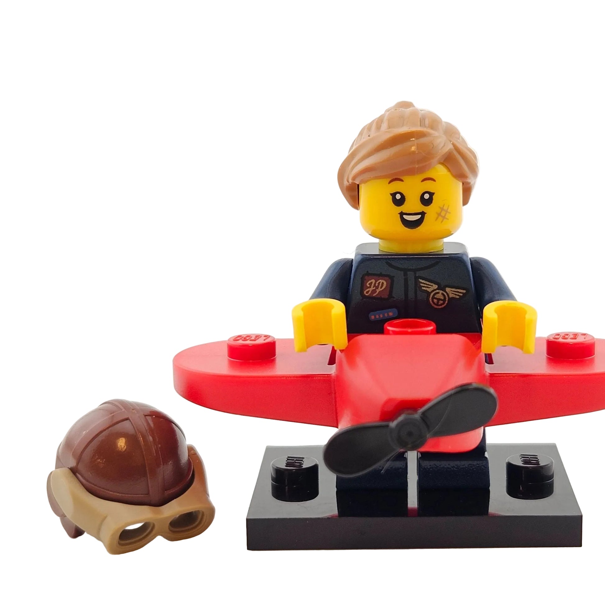 LEGO Minifigures 71029 Series 21 Minifigur Airplanegirl Mädchen mit Flugzeug und Frisur Vorderansicht
