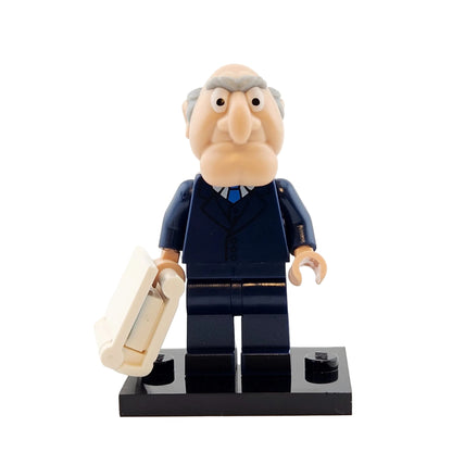 LEGO Minifigures 71033 The Muppets Minifigur Statler vorne Laptop in Hand