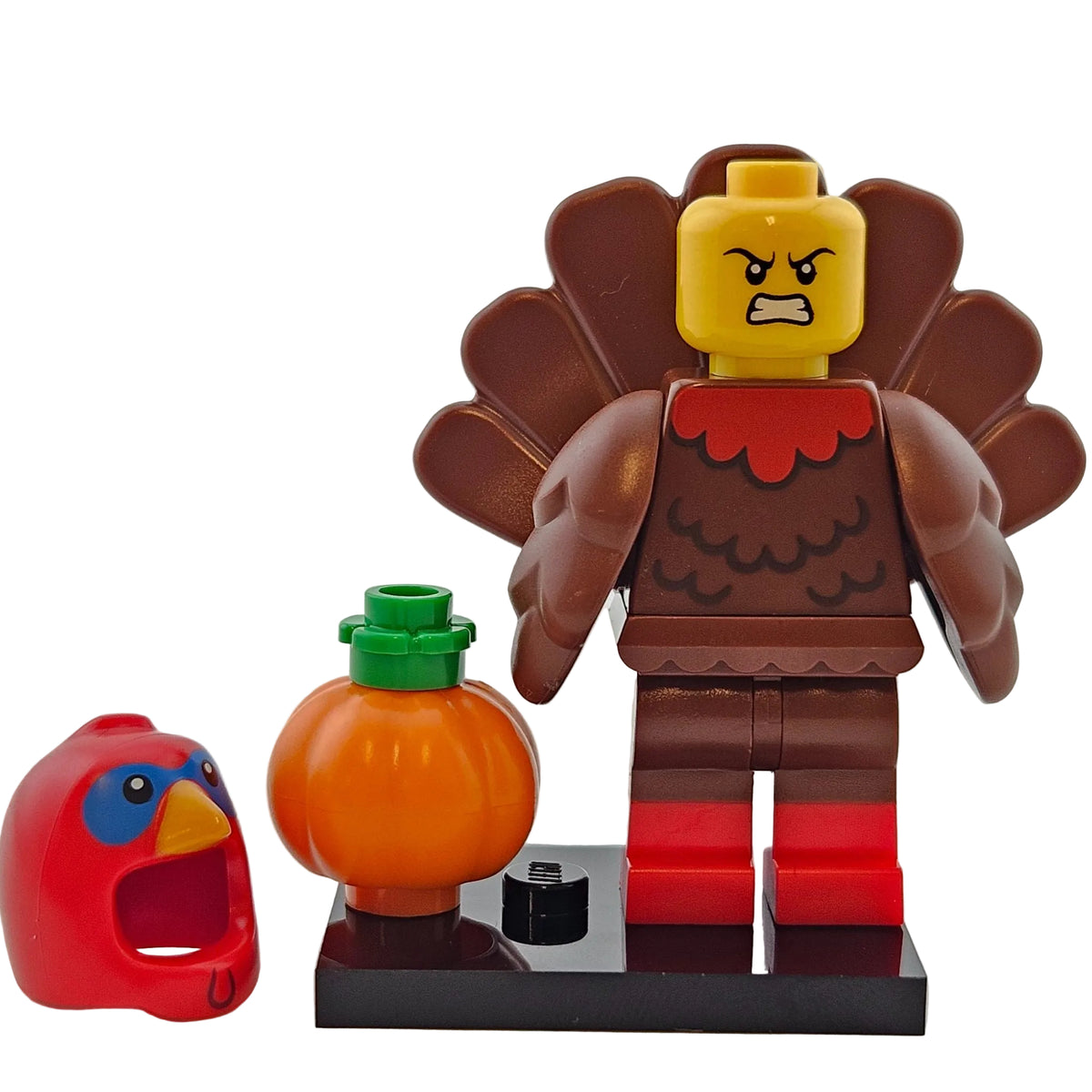 LEGO Minifigures 71034 Series 23 Minifigur Turkey Costume Truthahn Kostuem seitenansicht zweites Gesicht