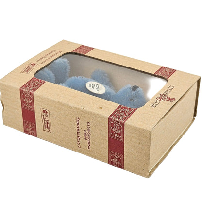 Steiff Club Teddy Bär Miniatur 1998 Mohair 9cm blau Seitenansicht rechts