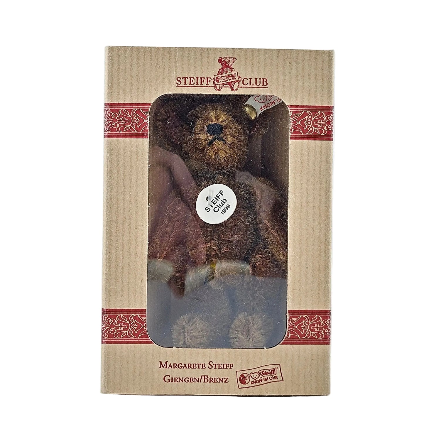 Steiff Club Teddy Bär Miniatur 1999 Mohair 9cm braun Vorderansicht