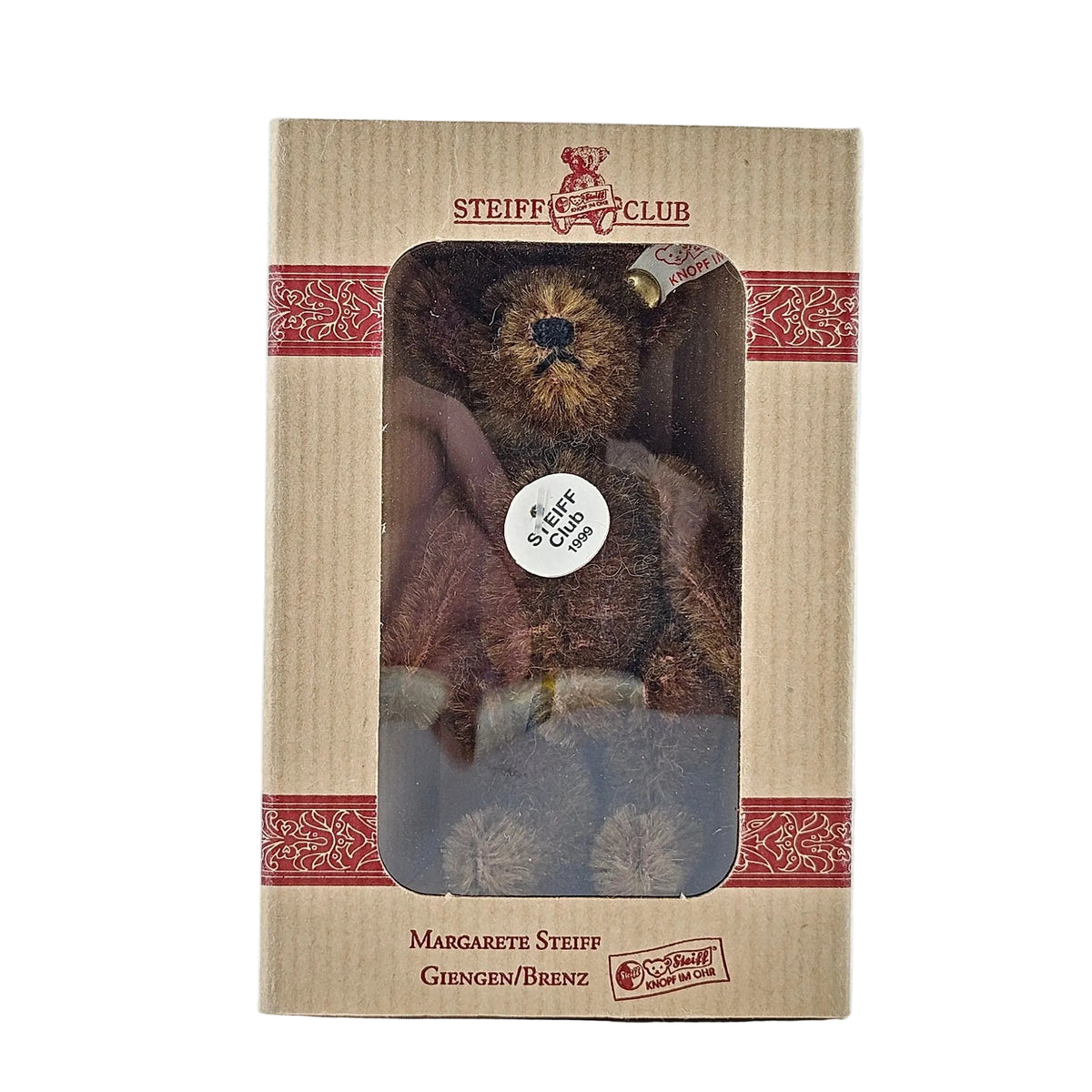 Steiff Club Teddy Bär Miniatur 1999 Mohair 9cm braun Vorderansicht