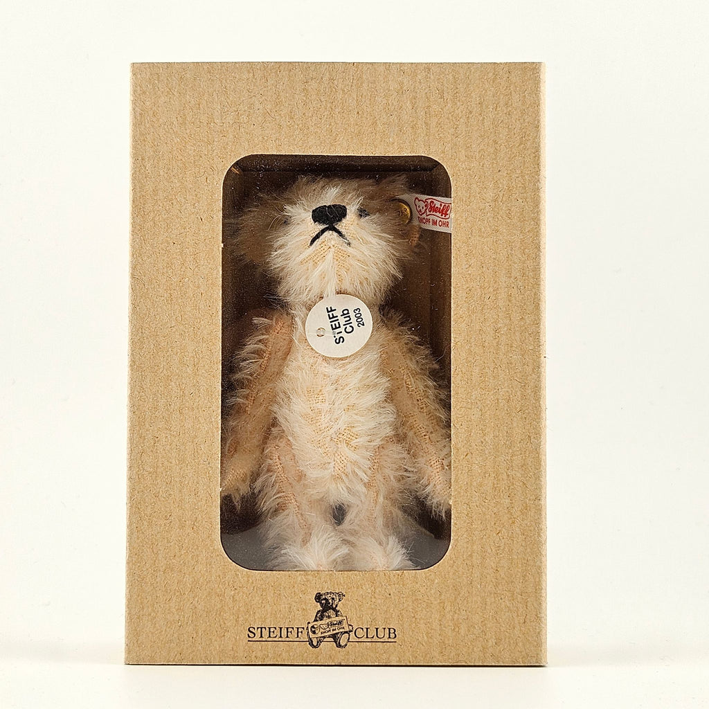 Steiff Club Teddy Bär Miniatur 2003 Mohair 10cm rosa Vorderansicht