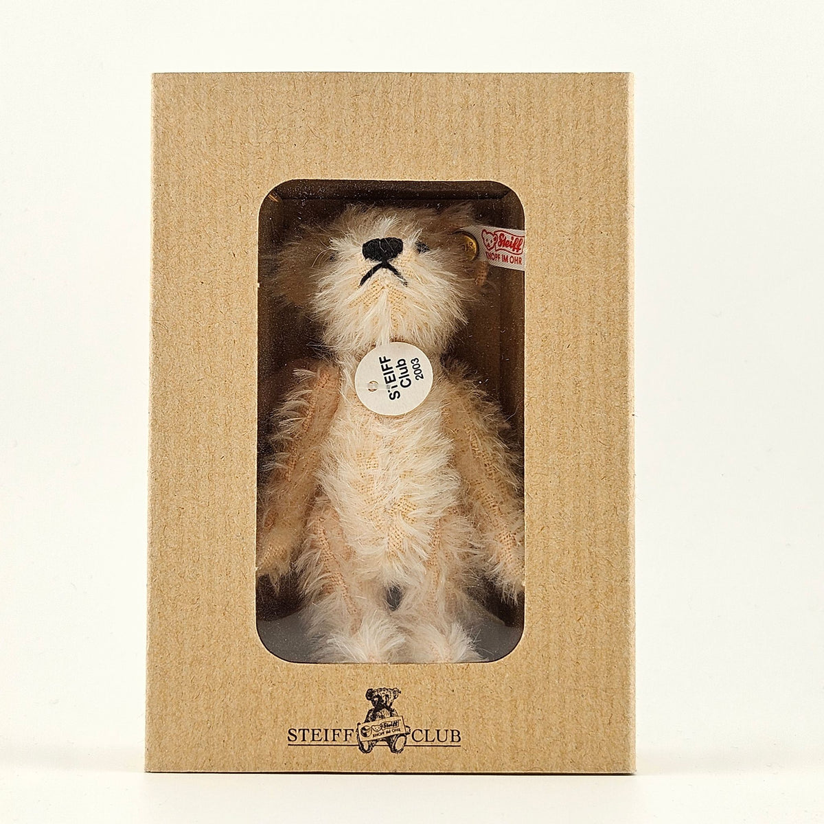 Steiff Club Teddy Bär Miniatur 2003 Mohair 10cm rosa Vorderansicht