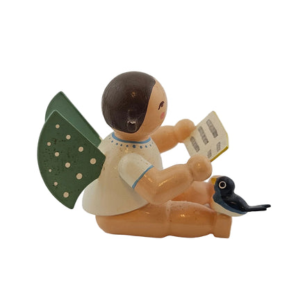 Wendt & Kühn Engel mit Notenblatt und Vogel Höhe 6 cm, Rechte Seitenansicht