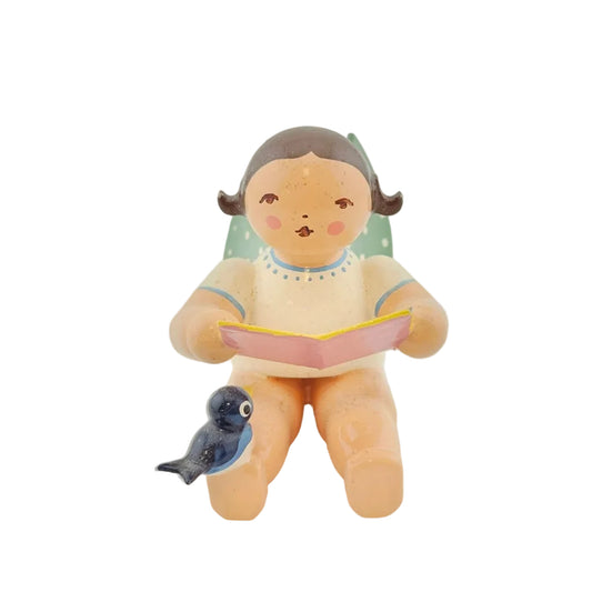 Wendt & Kühn Engel mit Notenblatt und Vogel Höhe 6 cm, Ansicht von vorne
